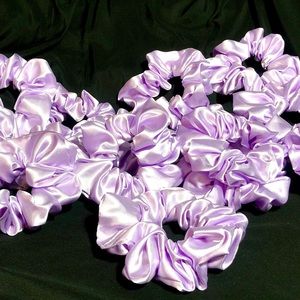 💜 6 Pack LILAC SATIN LUXURY Hair-tie SCRUNCHIES